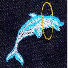 Design: Marine life>Dolphins - Dolphin jumps through hoop