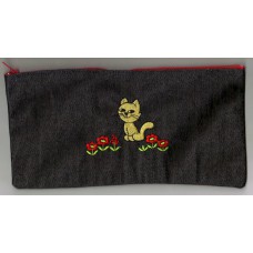 Product: Bags>Pen or Pencil Case (Cat with red flowers)