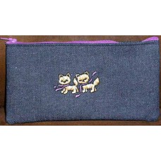 Product: Bags>Pen or Pencil Case - Small (Cats with purple ribbons)
